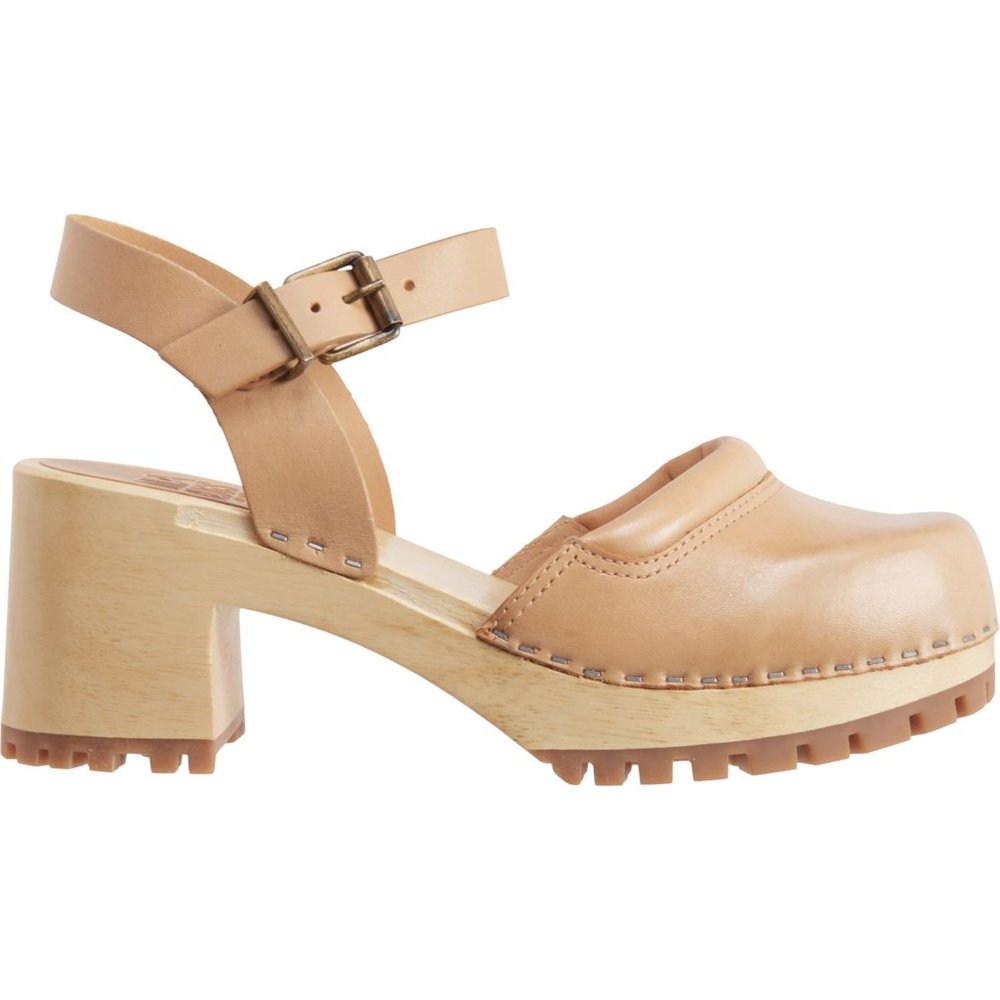 NEW MIA Kaolin Mary Jane Clogs - Leather, Open Back For Women nude 367sn